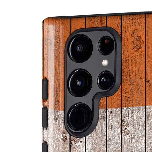 Ireland Flag Dark Wood Galaxy S22 Ultra Pro Case